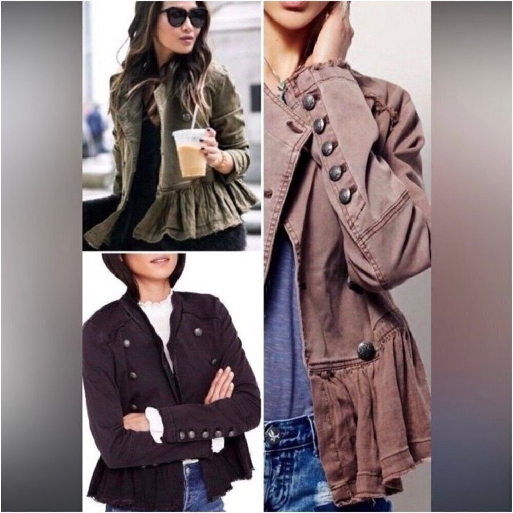 Free People military jacket in black S - Picture 2 of 9